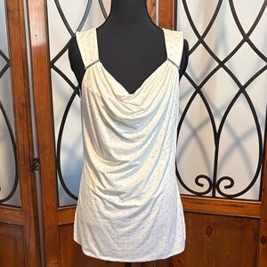 White House Black Market Ivory Draped Cowl Neck Tank